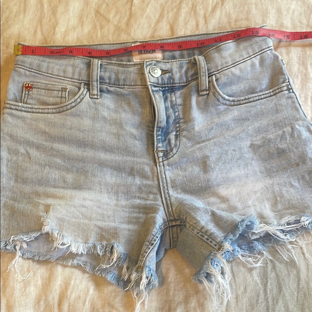 Hudson Gracie, Light Wash Frayed Hem Shorts, EUC